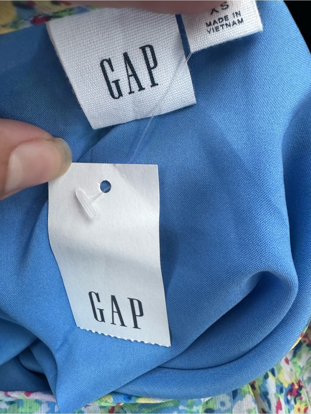 GAP Light Blue Top with Floral Trim